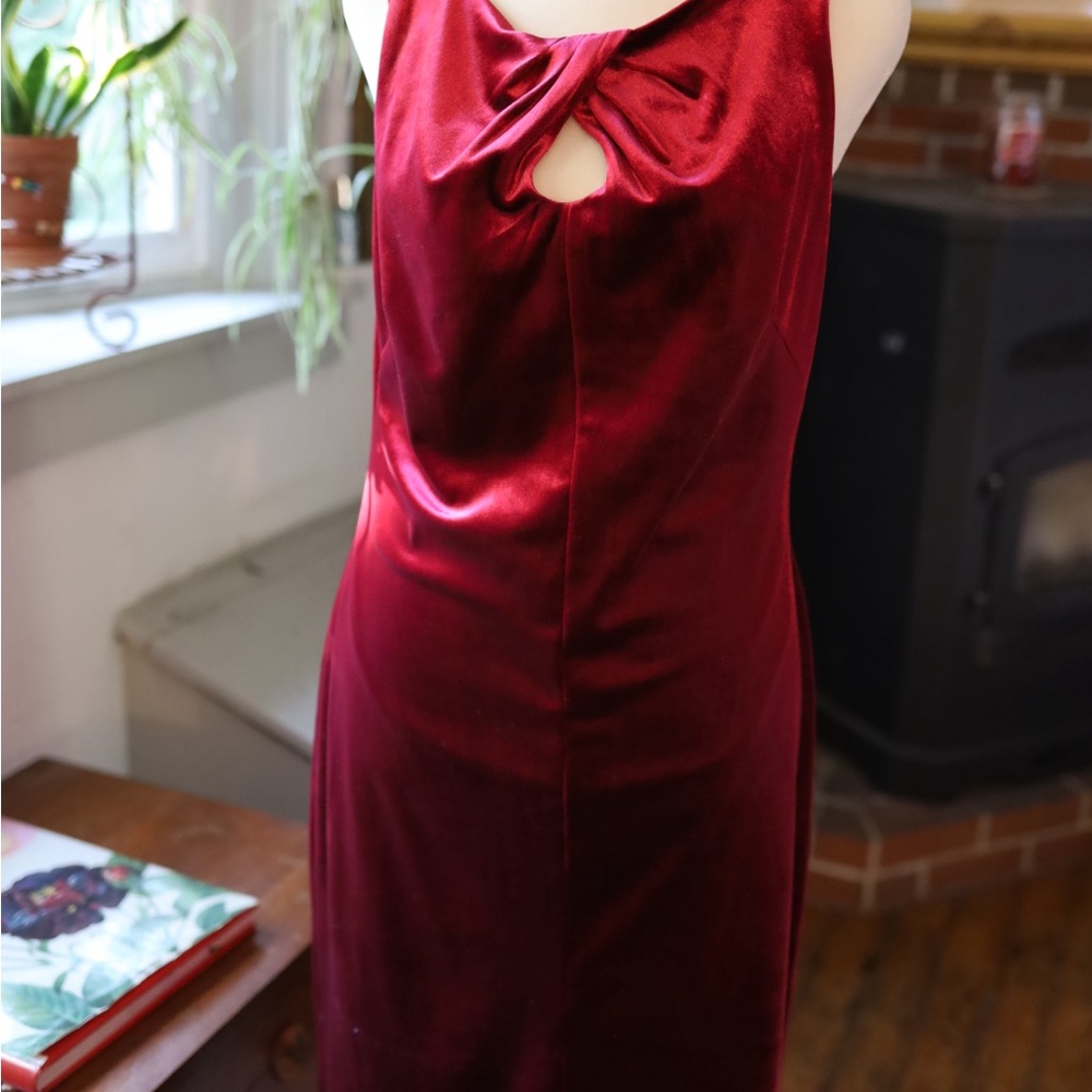 White House Black Market Rich Red Velvet Dress